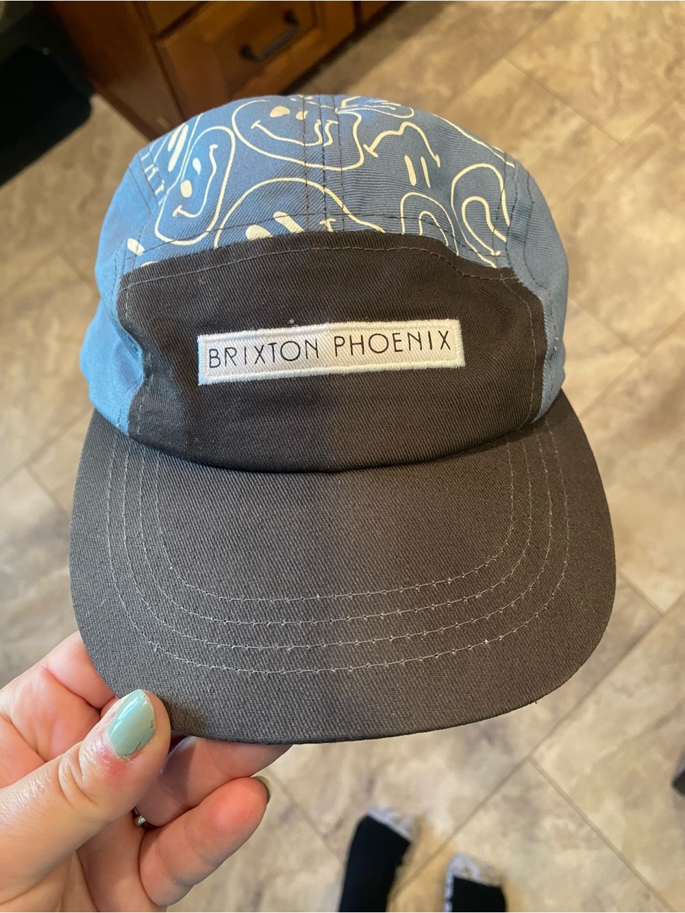 Kids Brixton Phoenix Two-Tone Camp Cap in Blue and Brown